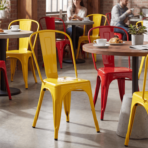 Silla Apilable Benedikt de Metal Amarillo 48X44X89 cm Silla Apilable Benedikt de Metal Amarillo 48X44X89 cm