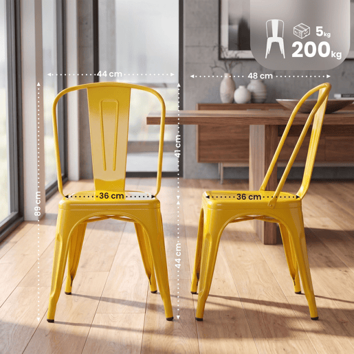 Silla Apilable Benedikt de Metal Amarillo 48X44X89 cm Silla Apilable Benedikt de Metal Amarillo 48X44X89 cm