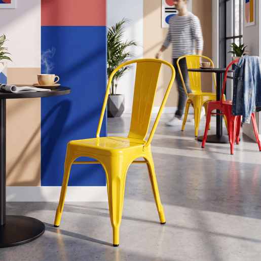 Silla Apilable Benedikt de Metal Amarillo 48X44X89 cm Silla Apilable Benedikt de Metal Amarillo 48X44X89 cm
