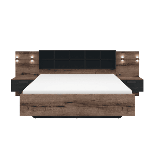 Cama 160x200 cabeceira LED e tomada USB incluída Romane Madeira Cama 160x200 cabeceira LED e tomada USB incluída Romane Madeira