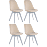 Set de 4 sillas de comedor Borneo tapizadas en terciopelo Crema 55X48X84 cm
