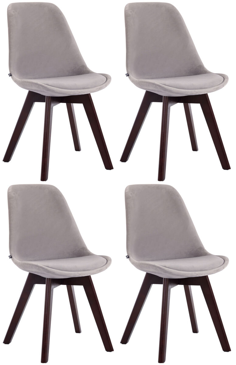 Set de 4 sillas de comedor borneo tapizadas en terciopelo gris 55x48x84 cm