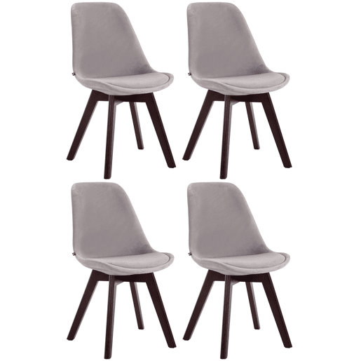 Set de 4 sillas de comedor Borneo tapizadas en terciopelo Gris 55X48X84 cm Set de 4 sillas de comedor Borneo tapizadas en terciopelo Gris 55X48X84 cm