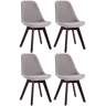 Set de 4 sillas de comedor Borneo tapizadas en terciopelo Gris 55X48X84 cm