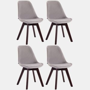 Set de 4 sillas de comedor Borneo tapizadas en terciopelo Gris 55X48X84 cm