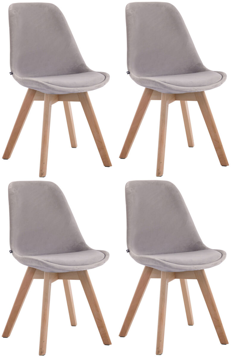 set de 4 sillas de comedor borneo tapizadas en terciopelo gris 55x48x84 cm