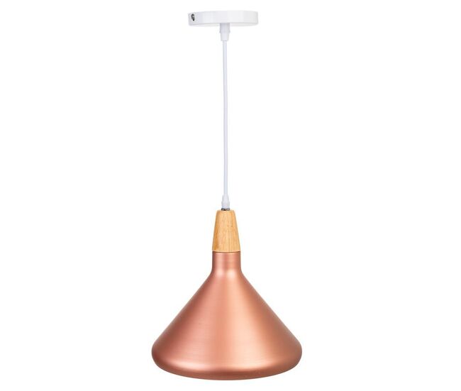 Lámpara de techo de madera y metal cobriza 27x27x30