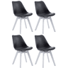 Set de 4 sillas de comedor Borneo en polipiel Simil cuero Negro 55X48X84 cm