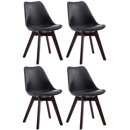 Set de 4 sillas de comedor Borneo en polipiel Simil cuero Negro 55X48X84 cm Set de 4 sillas de comedor Borneo en polipiel Simil cuero Negro 55X48X84 cm