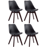 Set de 4 sillas de comedor Borneo en polipiel Simil cuero Negro 55X48X84 cm
