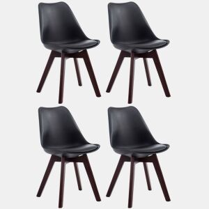 Set de 4 sillas de comedor Borneo en polipiel Simil cuero Negro 55X48X84 cm