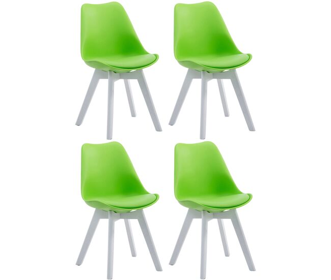 Set de 4 sillas de comedor borneo en polipiel simil cuero verde 55x48x84 cm