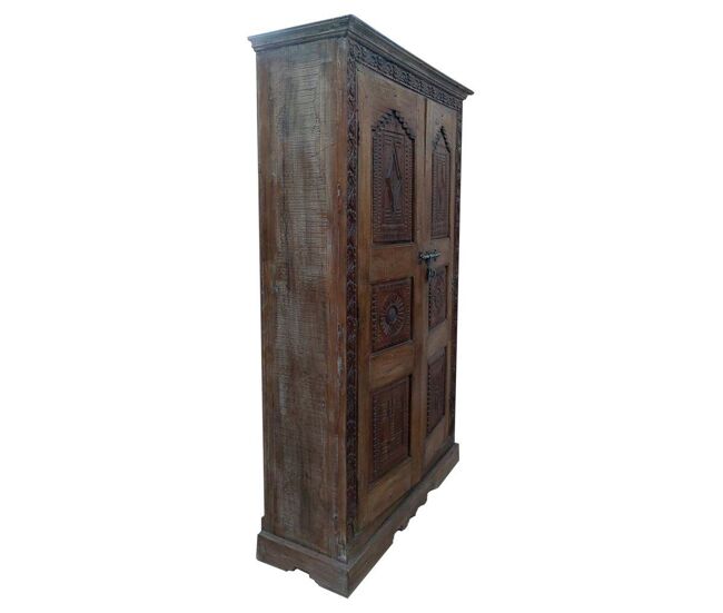 Armario de madera marrón 124x41x212hcm