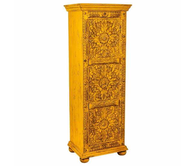 Armario de madera artesanal amarillo 53x40x149