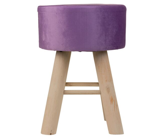 Taburete de madera y forrado de tela lila 32x32x44h cm