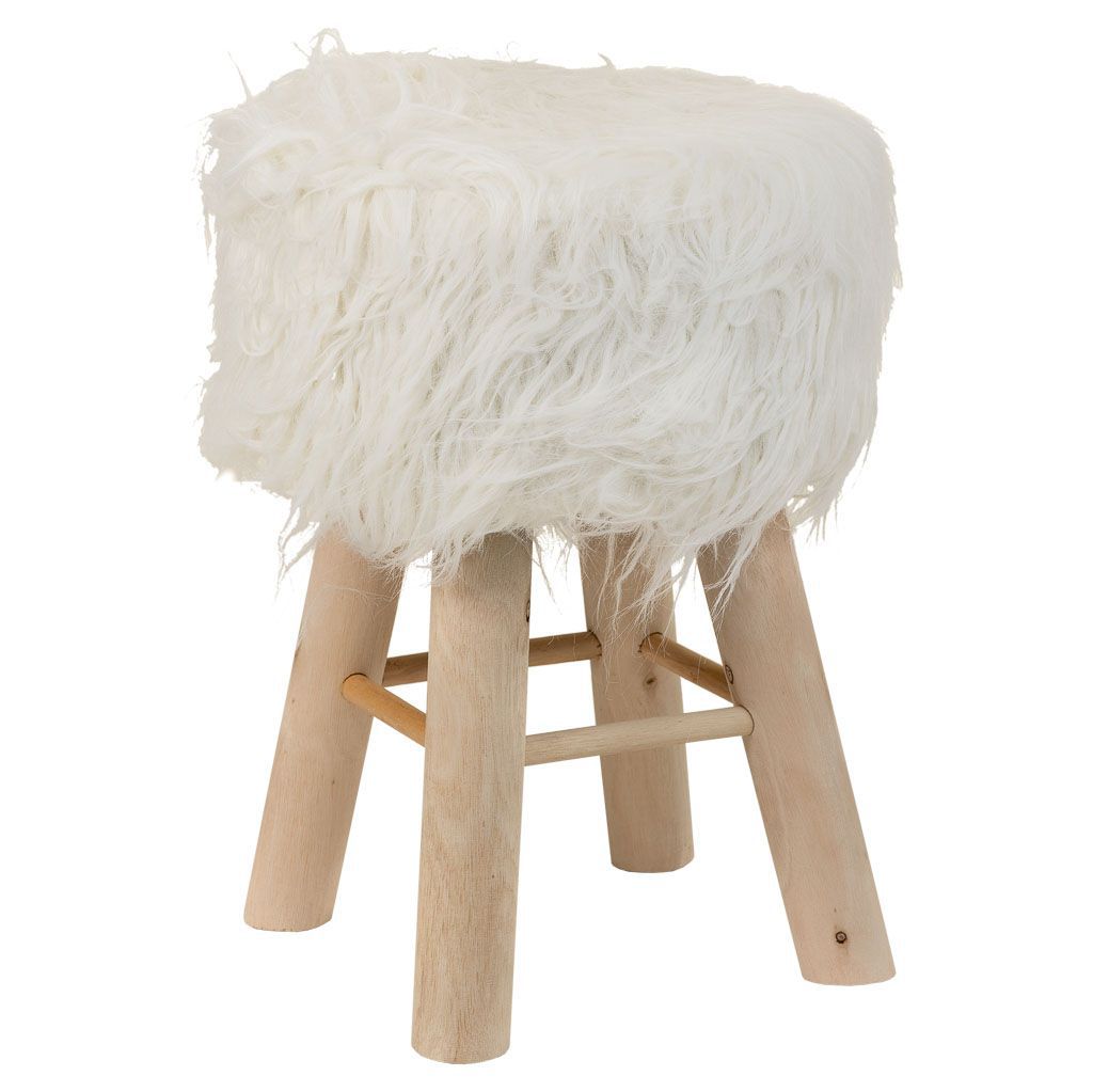 Taburete de madera y forrado de tela
