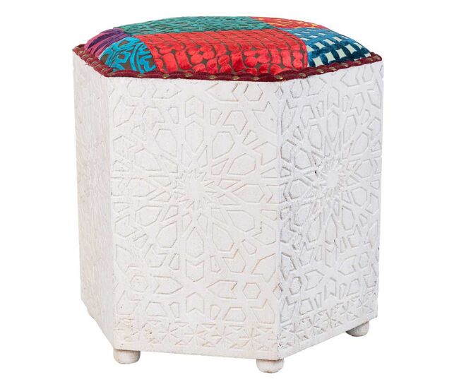 Taburete de madera blanco 46x46x41h cm
