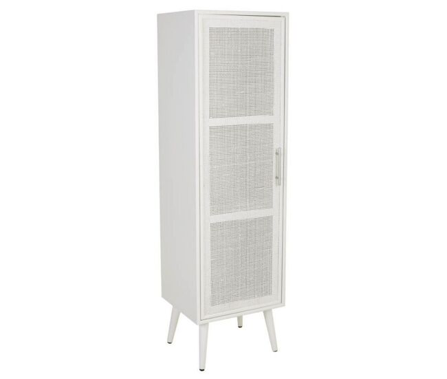 Armario de madera y rejilla blanco 40.5x37x139.5