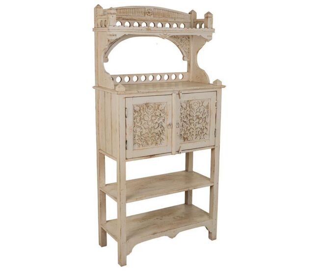 Aparador de madera artesanal blanco 75x35x150