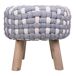 Taburete de madera y algodón trenzado Taburete de madera y algodón trenzado Blanco/ Gris