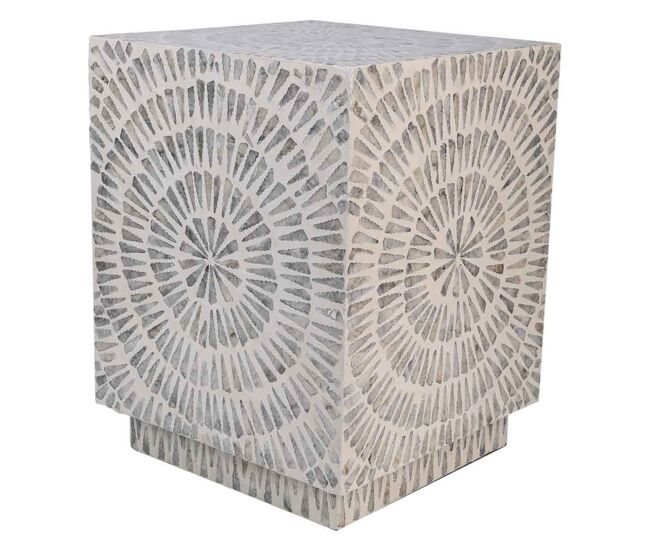 Taburete de madera acabado en capiz gris 35x35x45h cm