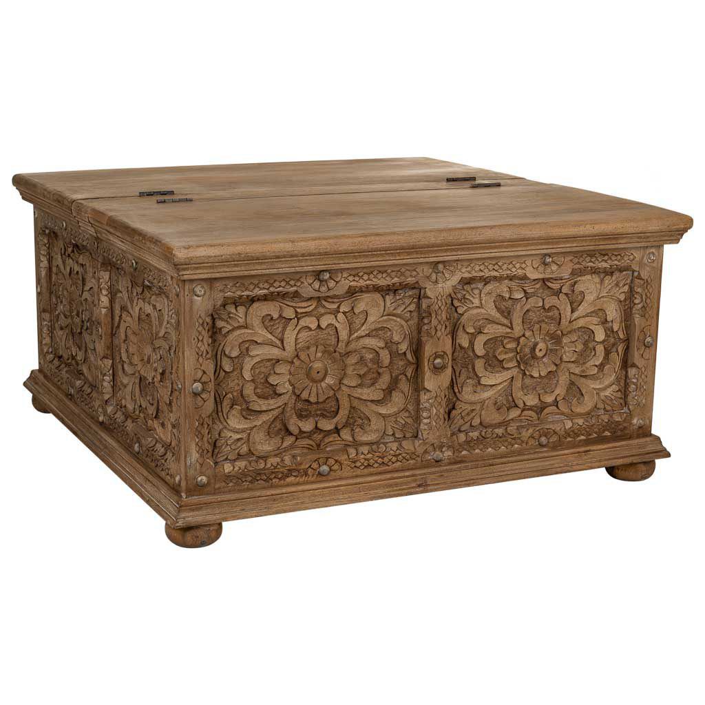 Mesa baúl de centro de madera artesanal
