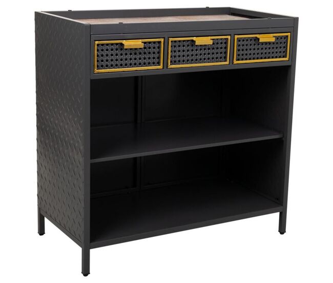 Aparador de metal y madera gris 80x40x79