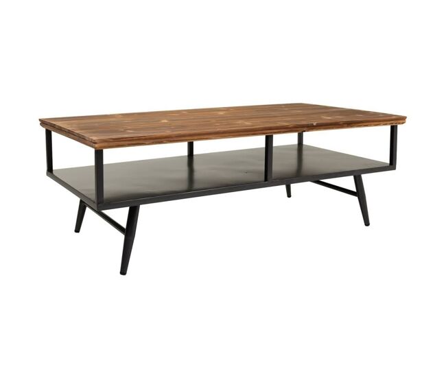 Mesa de centro de metal y madera negra 125x65,5x44