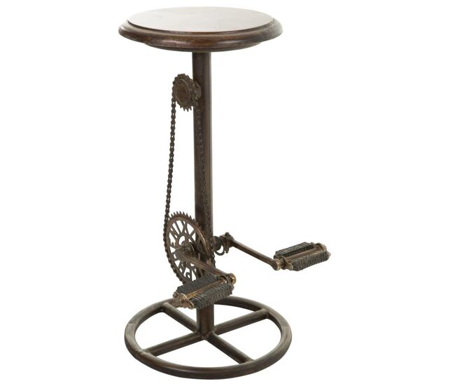 Taburete de metal y madera negro 40x40x73h cm