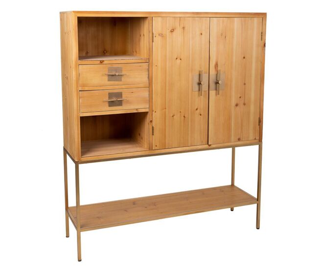 Aparador de madera y metal marrón 120x37,5x139,5