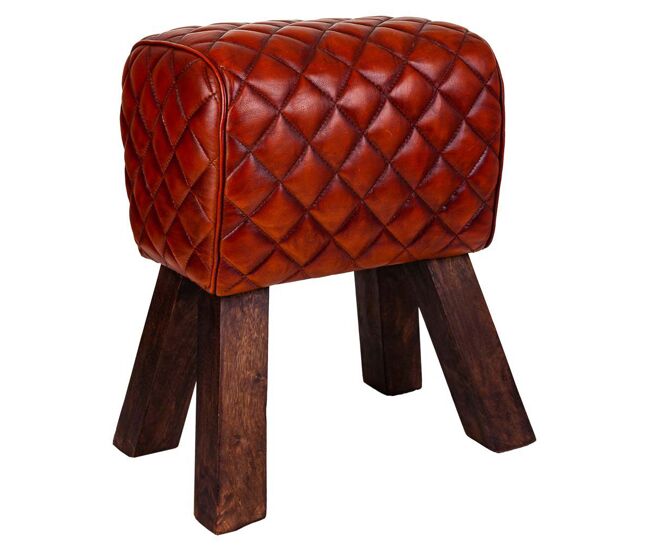 Taburete de piel rojo 41x30x51h cm