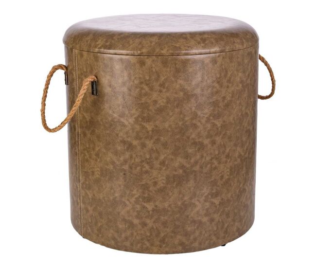 Taburete de madera y canvas marrón d40x42h cm