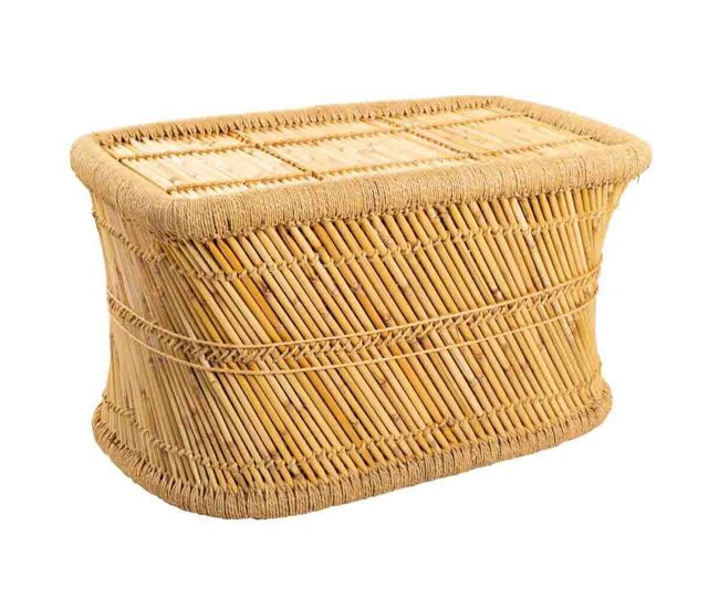 Mesa auxiliar de bambú marrón 79x48x45