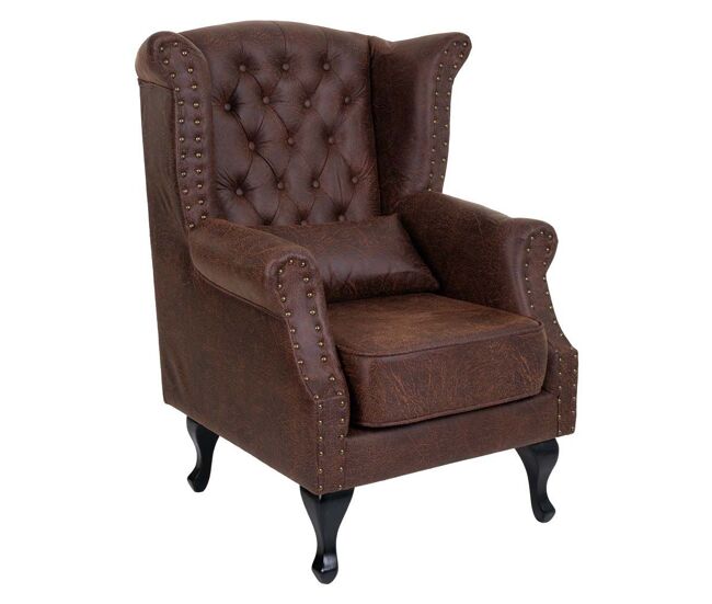Sillón de polipiel marrón 84x84x86h cm