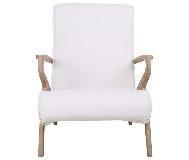 Butaca de madera tapizada polipiel blanca 57x55x33/85h cm