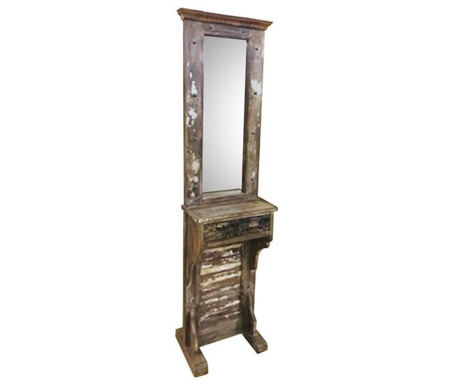 Recibidor con Espejo de madera marrón 43x21x186h cm