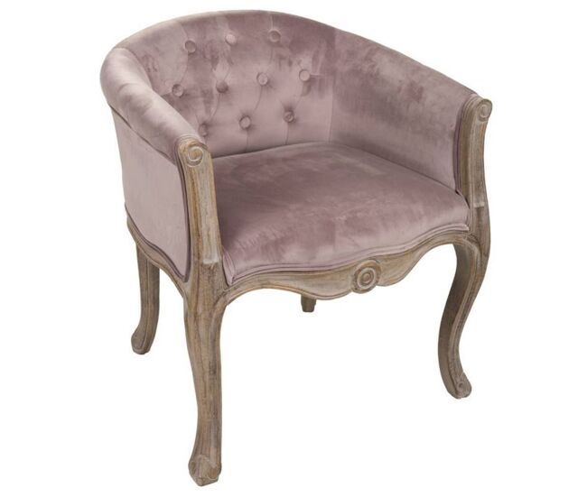 Butaca de madera tapizada rosa 61x61x71h cm
