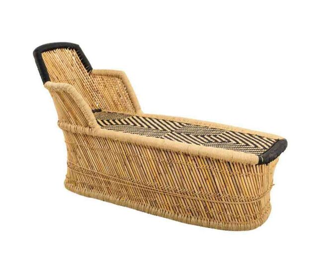 Sillón exótico de bambú y cuerda natural de 110x48x78 cm
