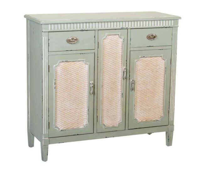 Recibidor de madera verde 95x36x88h cm