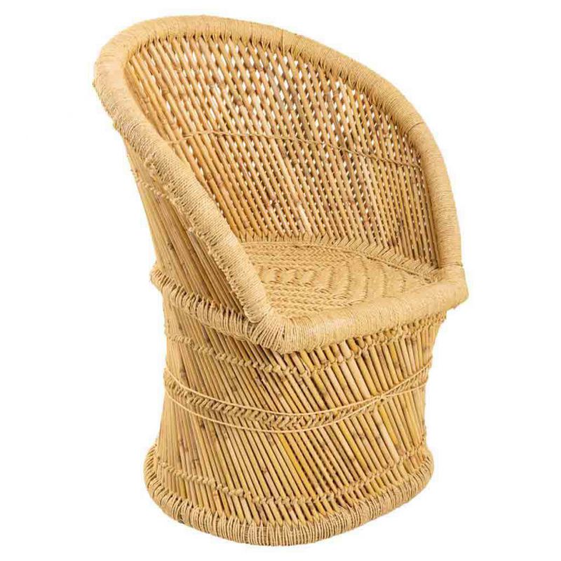 Sillón redondo de bambú 62x46x83h cm