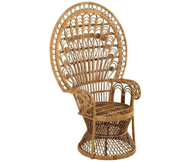 Sillón de caña y bambú marrón 75x50x144h cm