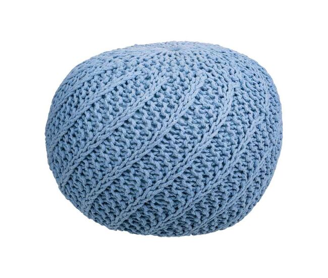 Puff de algodón trenzado azul 45x45x30h cm