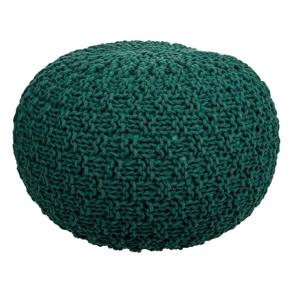 Puff de algodón trenzado verde 45x45x30h cm