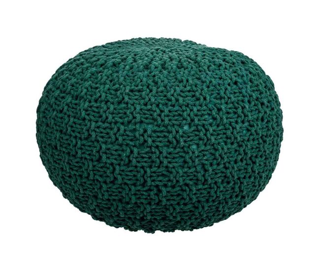 Puff de algodón trenzado verde 45x45x30h cm