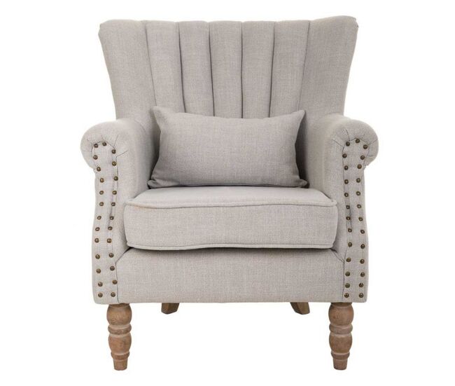 Sillón de madera tapizado gris 73x59x43/87h cm
