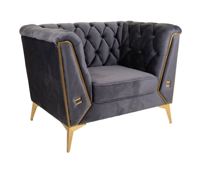 Sillón tapizado gris 104x72x75h cm
