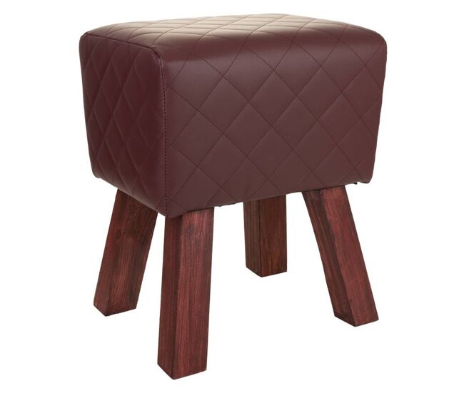 Taburete tapizado marrón 36x30x47h cm
