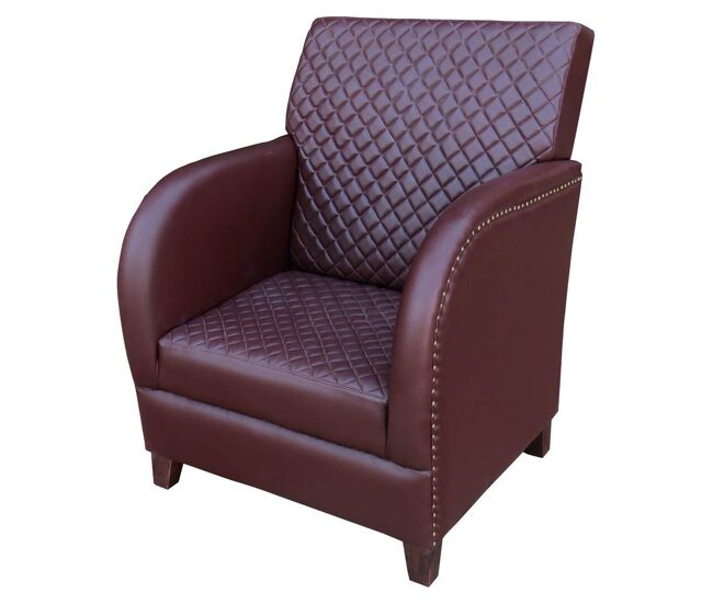 Sillón de polipiel marrón 83x90x87h cm
