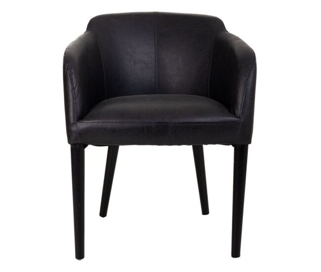 Sillón de madera tapizado negro 62x60x82h cm