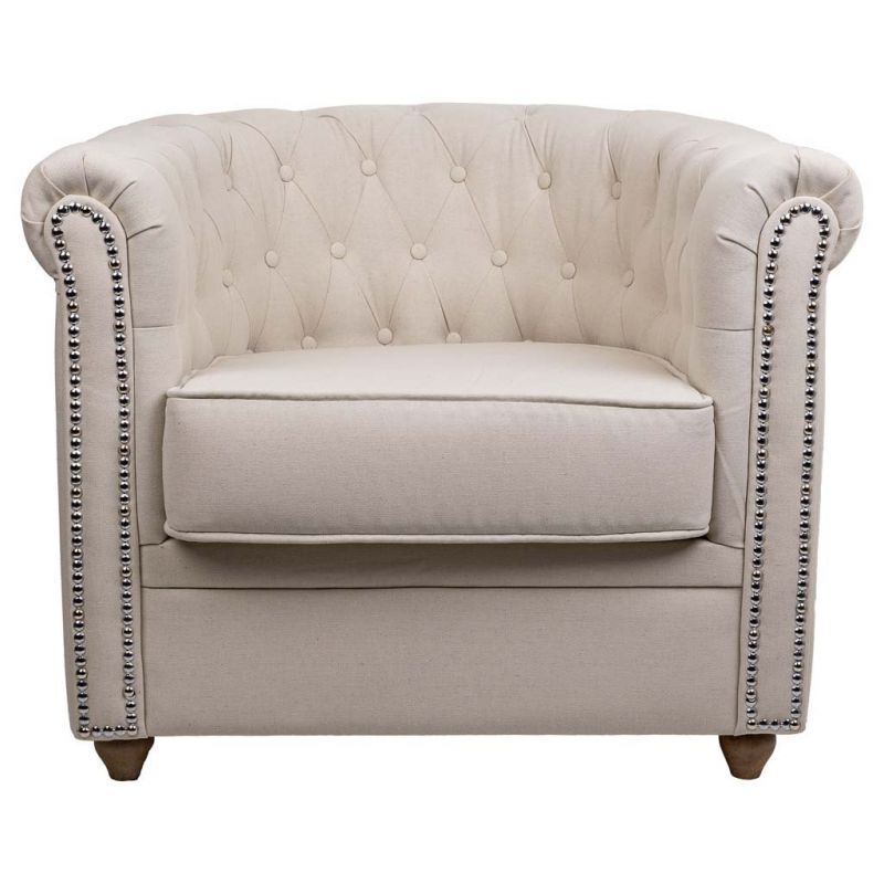Sillón tapizado beige 80x80x48/72h cm